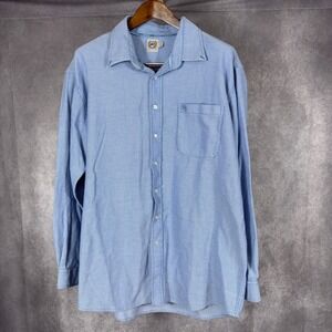 Cinch Button Down Shirt Cotton Geometric Print Long Sleeve XXL Blue Western